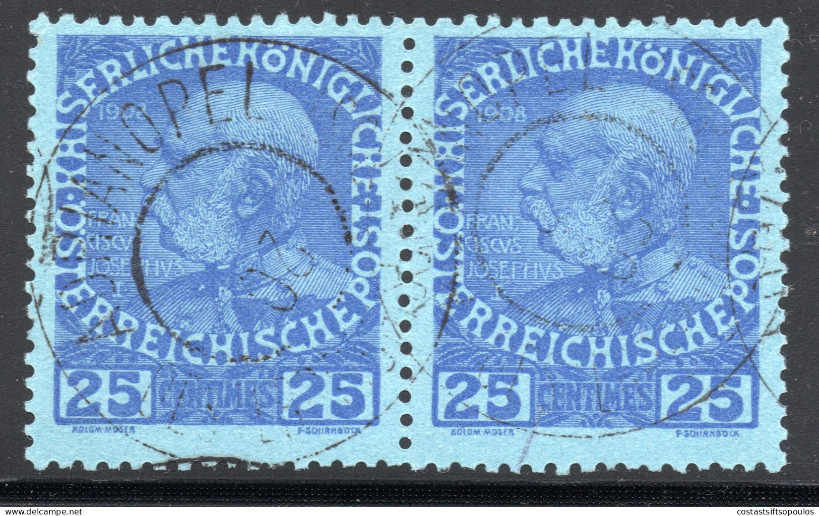 3037.1914 AUSTRIAN P.O. 25 C. PAIR. HELLAS 24 - Crète