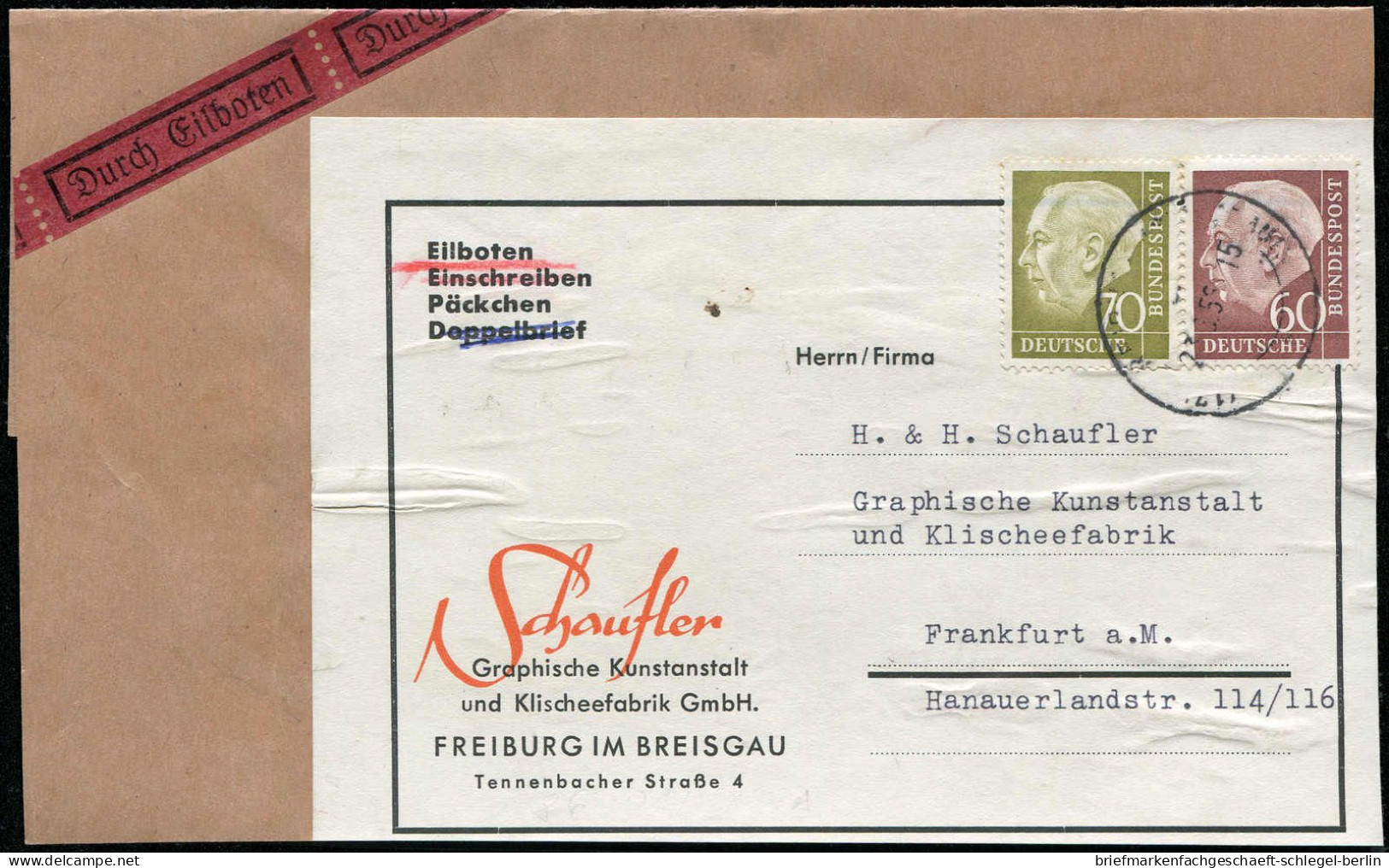 Bundesrepublik Deutschland, 1956, 190, 191, Brief - Sonstige & Ohne Zuordnung