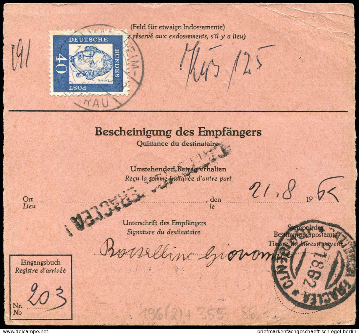 Bundesrepublik Deutschland, 1962, 196 (2), 355, Brief - Autres & Non Classés