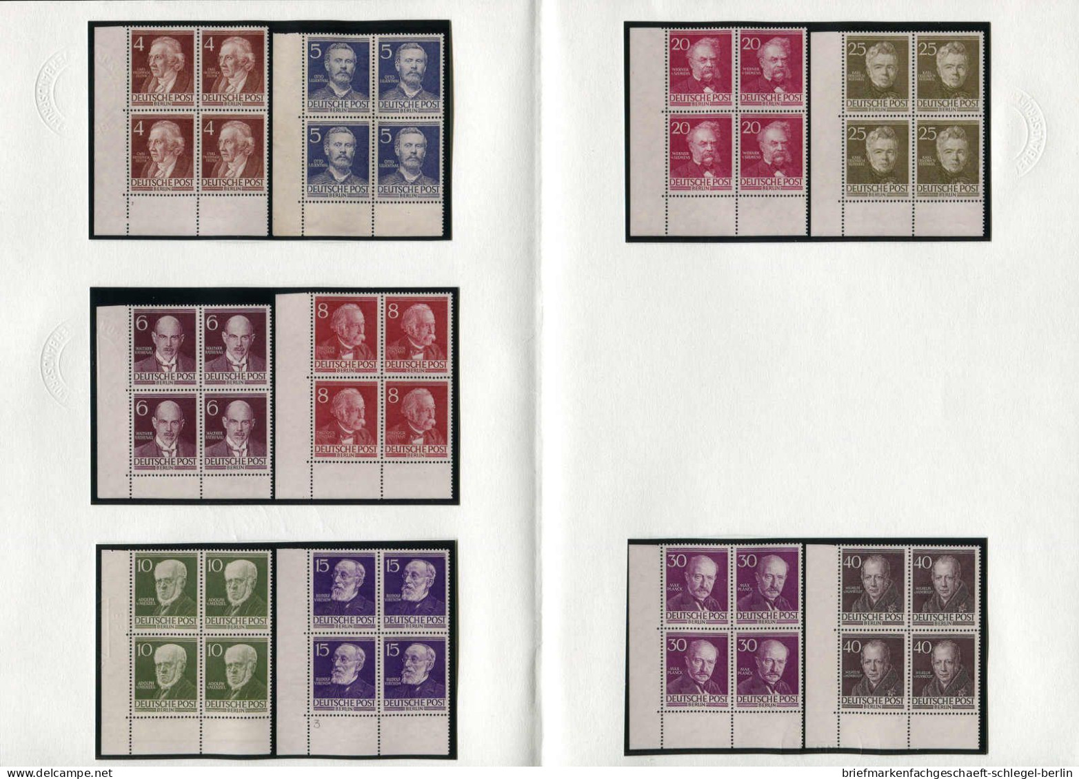 Berlin, 1952, 91-100 ER, Postfrisch, Viererblock - Other & Unclassified