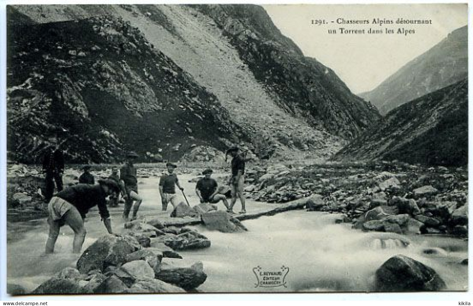 CPA 9 X 14   Chasseurs Alpins Détournant Un Torrent Dans Les Alpes  (Hautes Alpes ?) - Manoeuvres