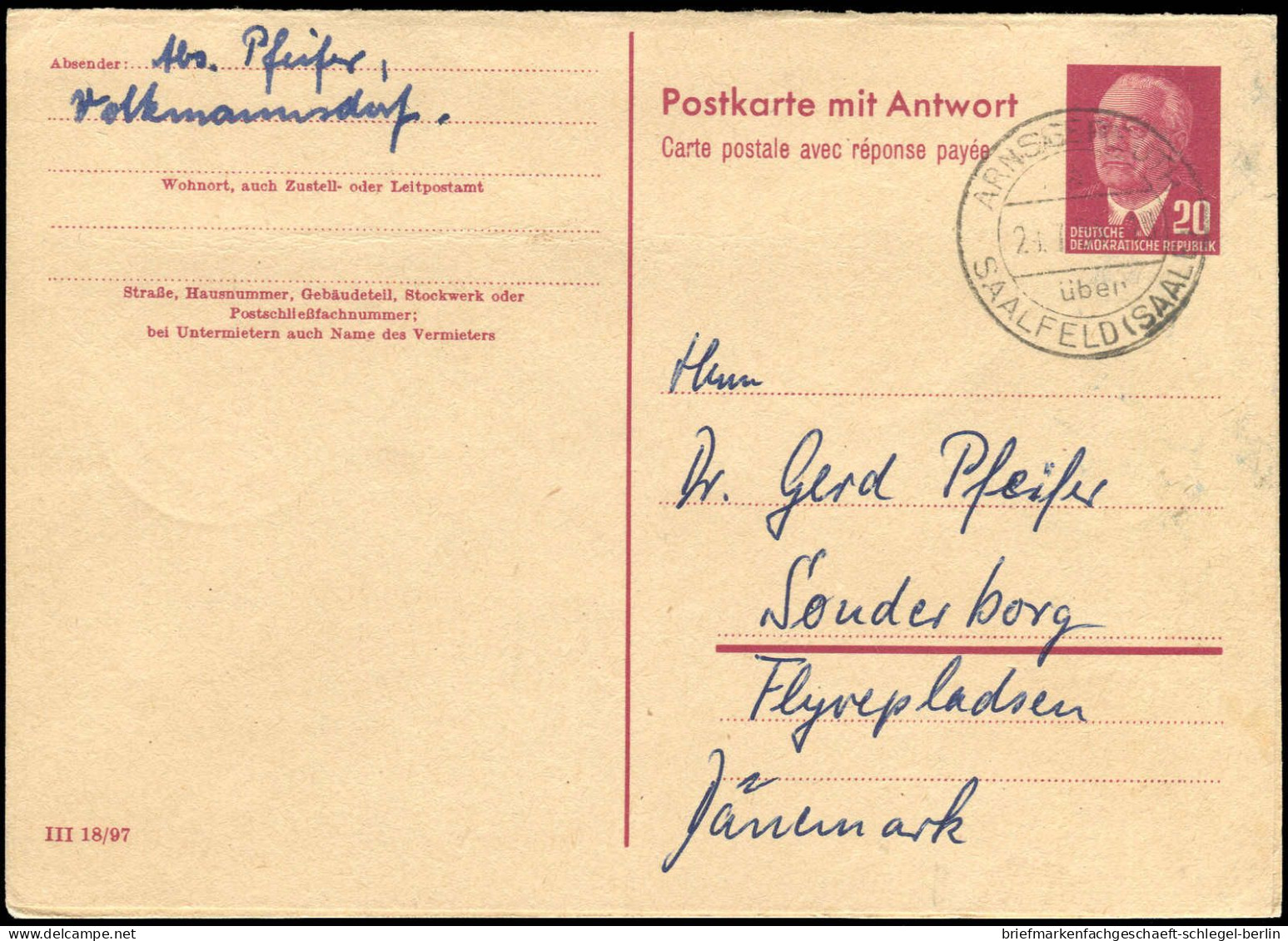 DDR, 1953, P 55, Brief - Autres & Non Classés