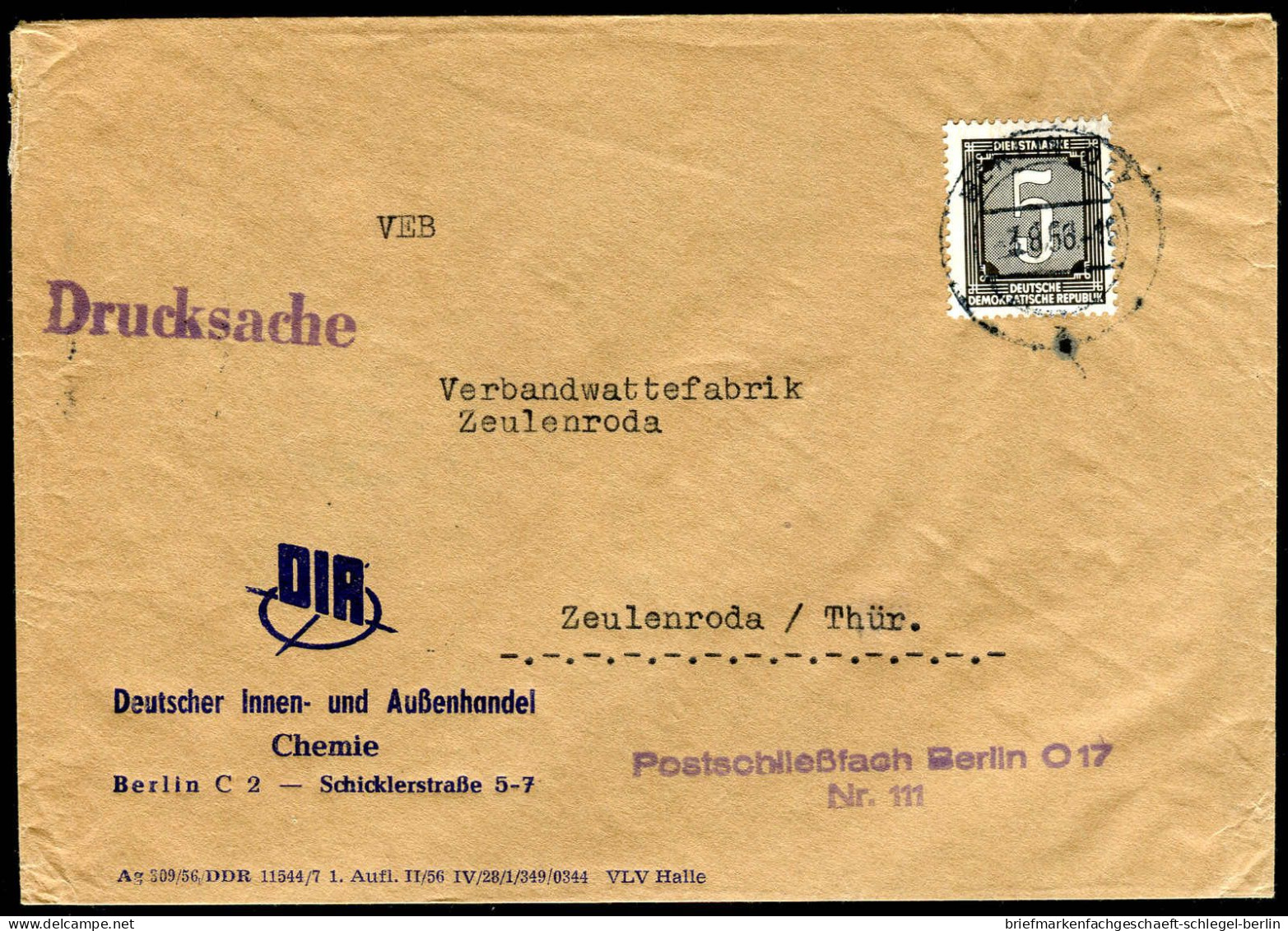 DDR Dienst Und ZKD Allgemein, 1958, 1 I X, Brief - Altri & Non Classificati