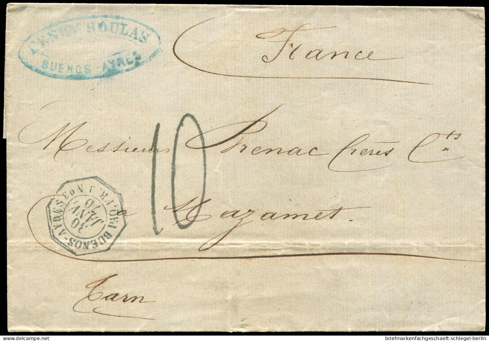 Argentinien, 1870, Brief - Autres & Non Classés