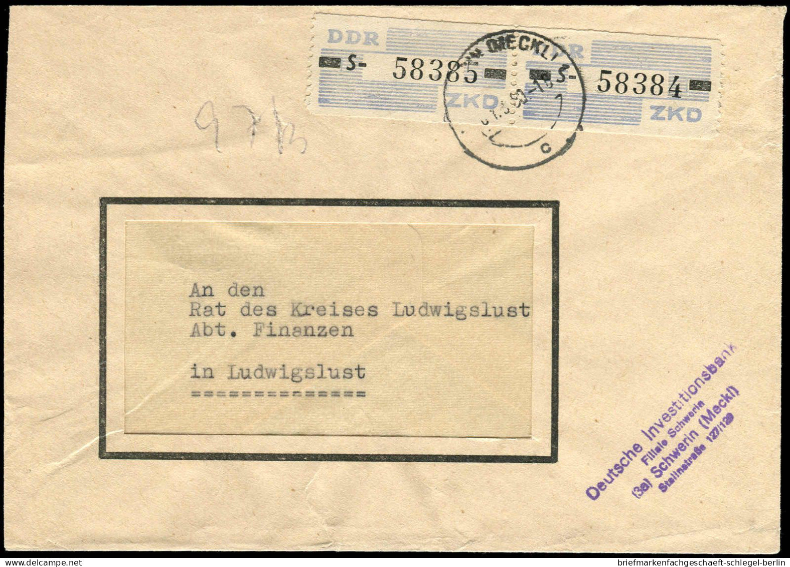 DDR Verwaltungsp. B Zentraler Kurierdienst, 1960, 26, Briefstück - Autres & Non Classés