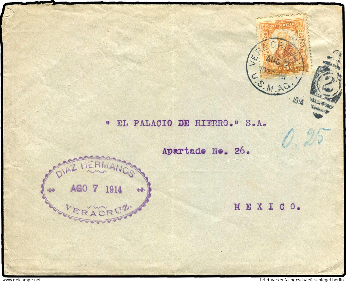 Mexiko, 1914, 246, Brief - México