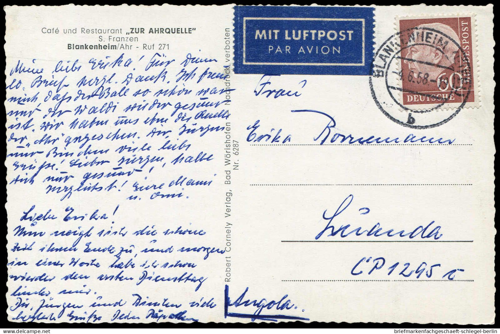 Bundesrepublik Deutschland, 1958, 190, Brief - Sonstige & Ohne Zuordnung