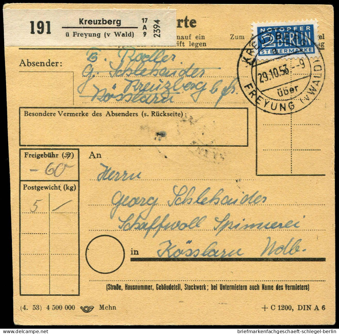 Bundesrepublik Deutschland, 1953, 129 (4), Brief - Autres & Non Classés