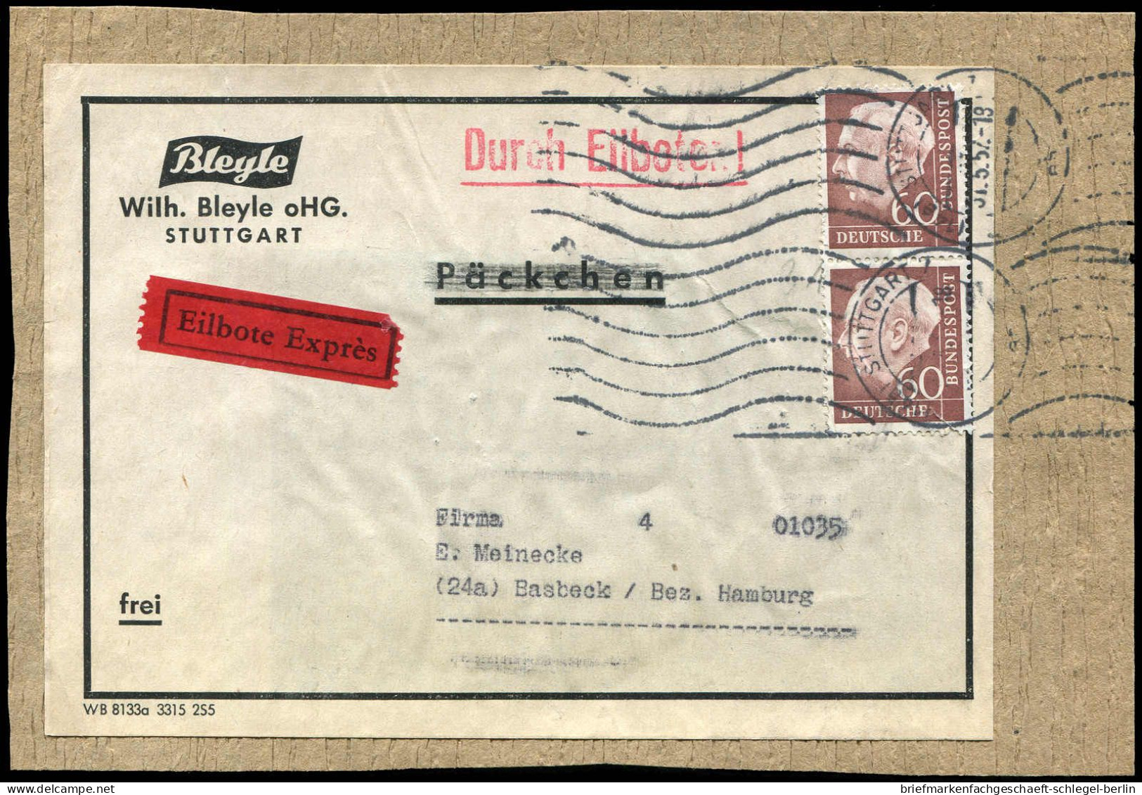 Bundesrepublik Deutschland, 1957, 190 (2), Brief - Autres & Non Classés