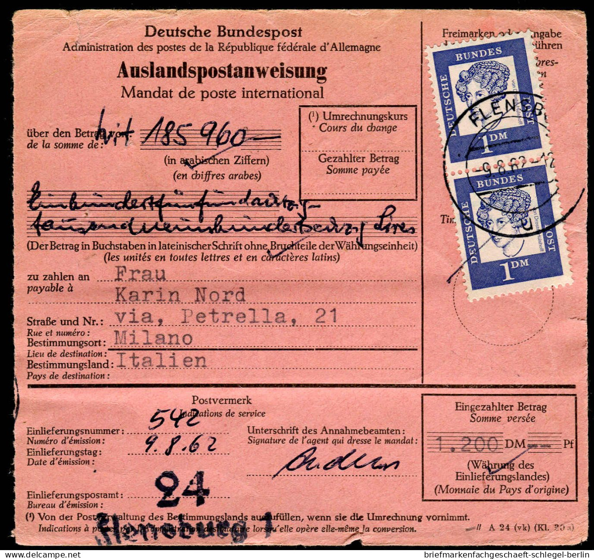 Bundesrepublik Deutschland, 1962, 355, 361 (6), Brief - Autres & Non Classés