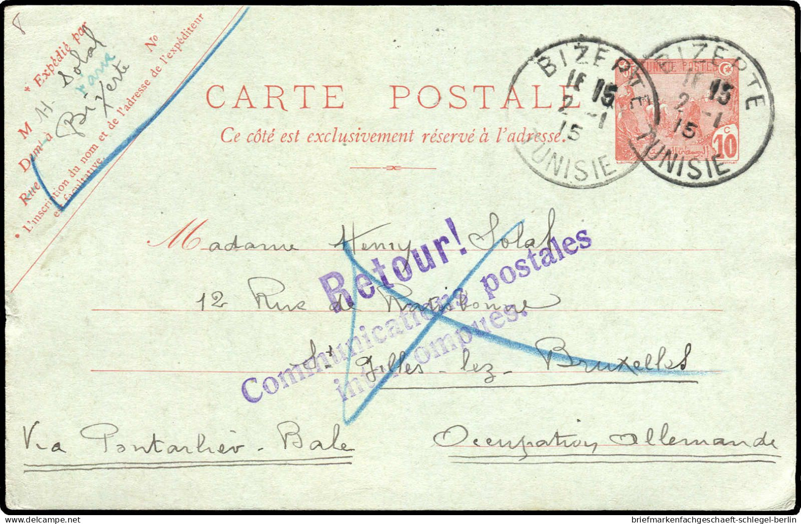 Tunesien, 1915, Brief - Tunisia