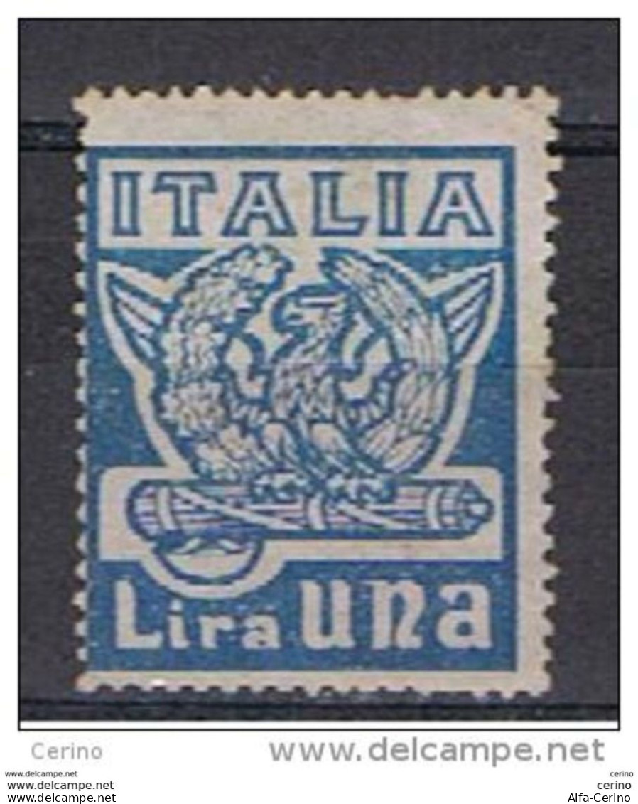 REGNO:  1923  MARCIA  SU  ROMA  -  £. 1  AZZURRO  S.G. -  SASS. 144 - Gebraucht