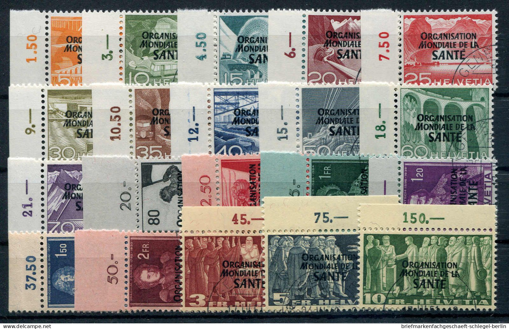 Schweiz Ausg. F.d. Weltgesundheitso. OMS, 1948, 6-25, Gestempelt - Dienstzegels