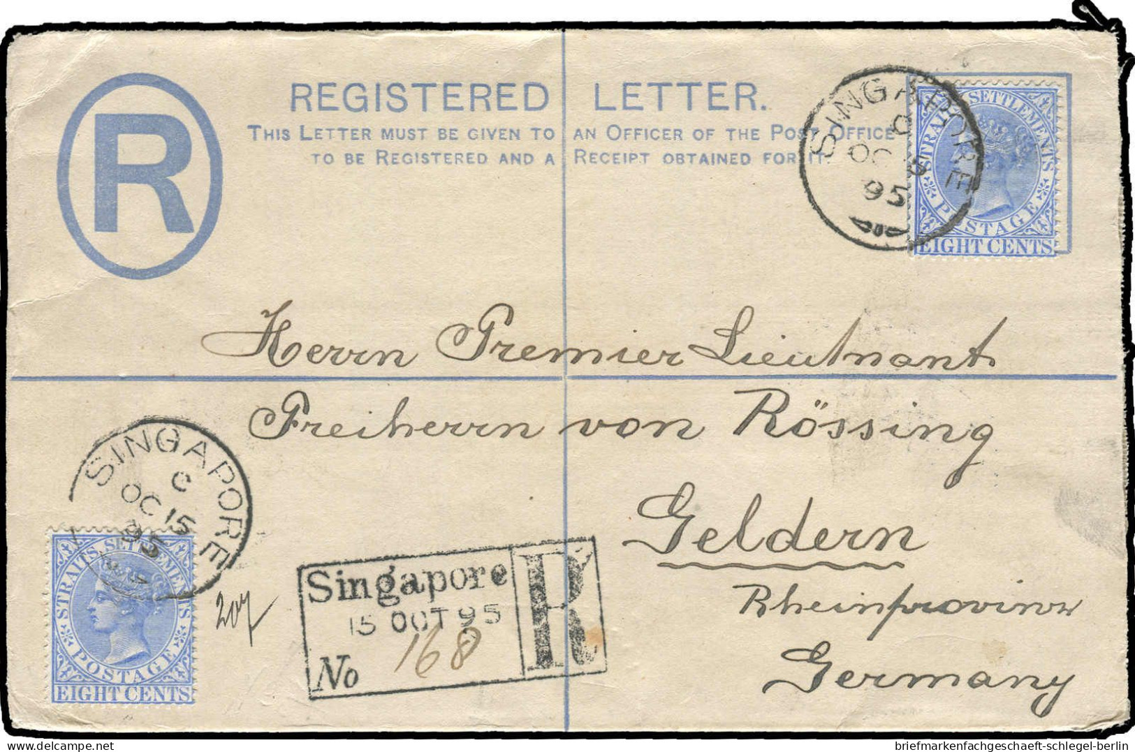 Malaiische Staaten Straits Settlements, 1895, 72, EU 1, Brief - Sonstige - Asien