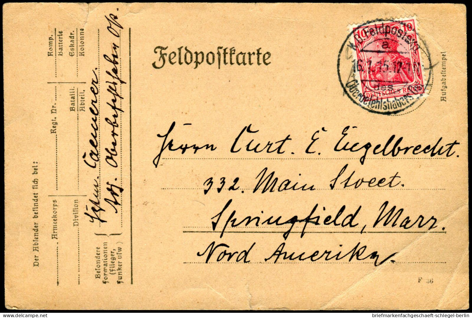 Feldpost I. WK, 1915, Brief - Andere & Zonder Classificatie