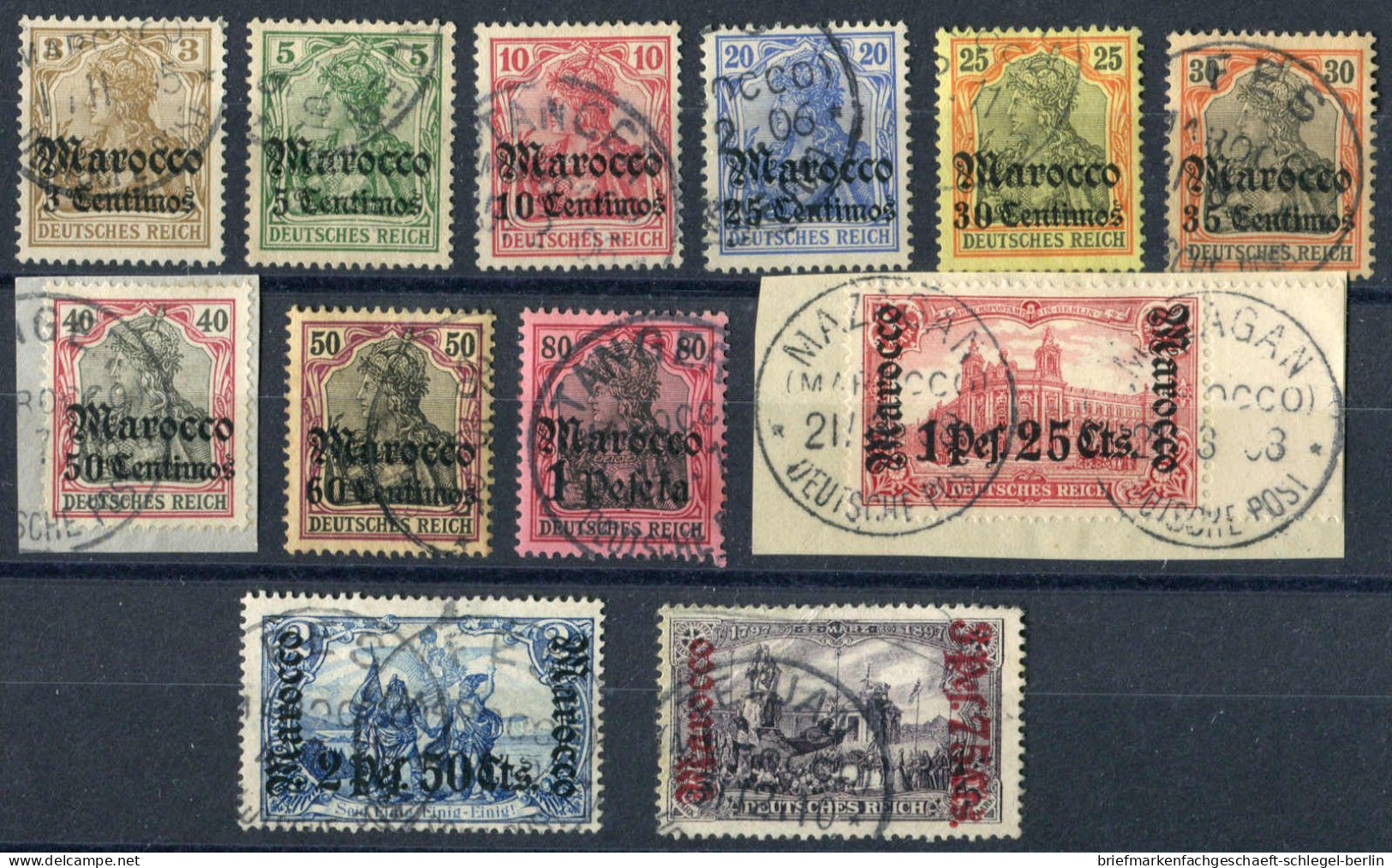 Deutsche Auslandspost Marokko, 1905, 21/32, Gestempelt, Briefstück - Turchia (uffici)