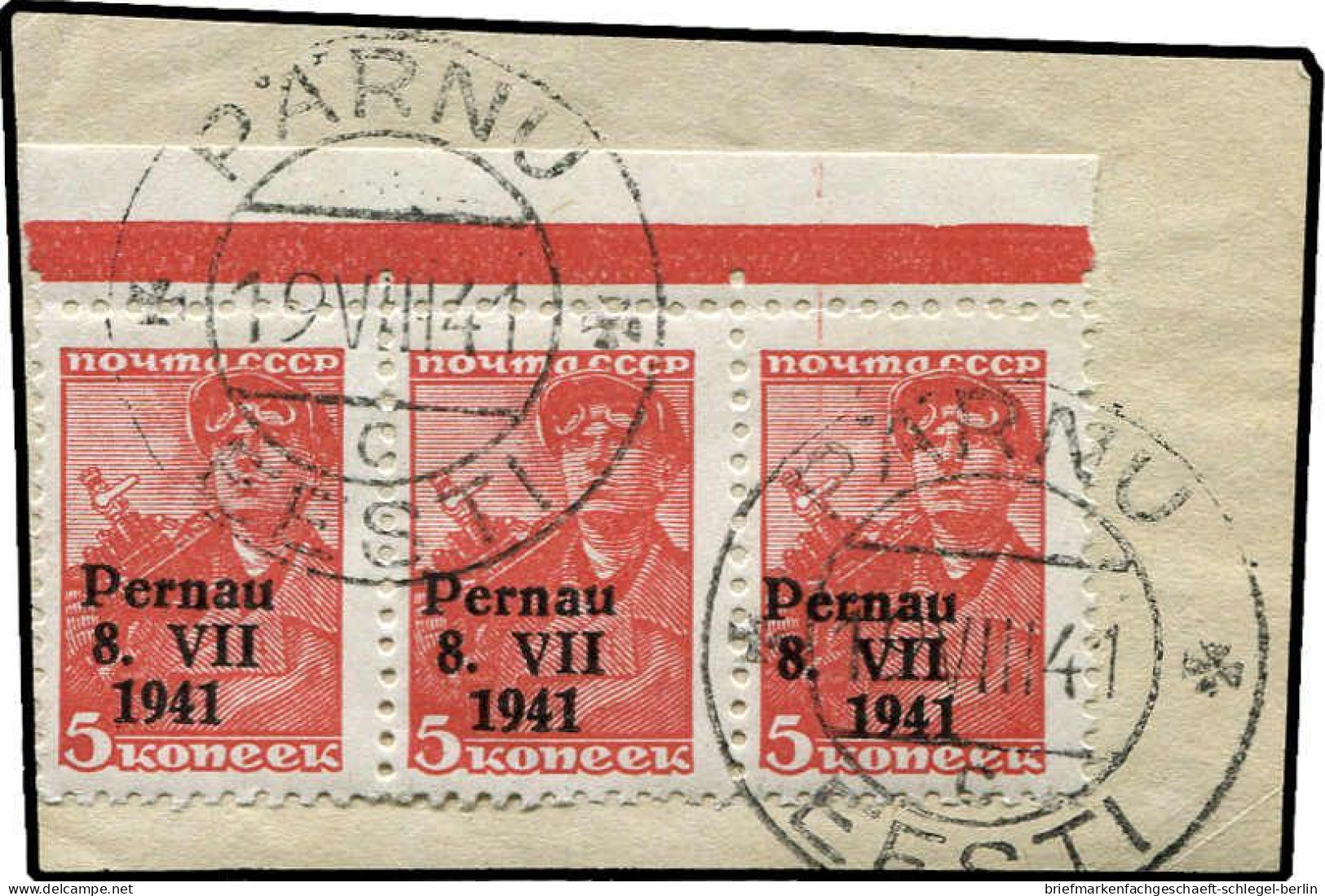 Deutsche Besetz.II.WK Estland Pernau, 1941, 5 I, 7 I, 9 I, ... - Occupation 1938-45