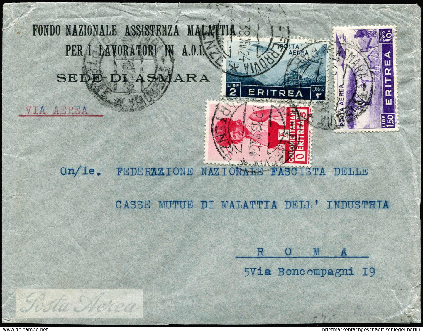 Italienisch Eritrea, 1938, 212,248,249, Brief - Autres & Non Classés