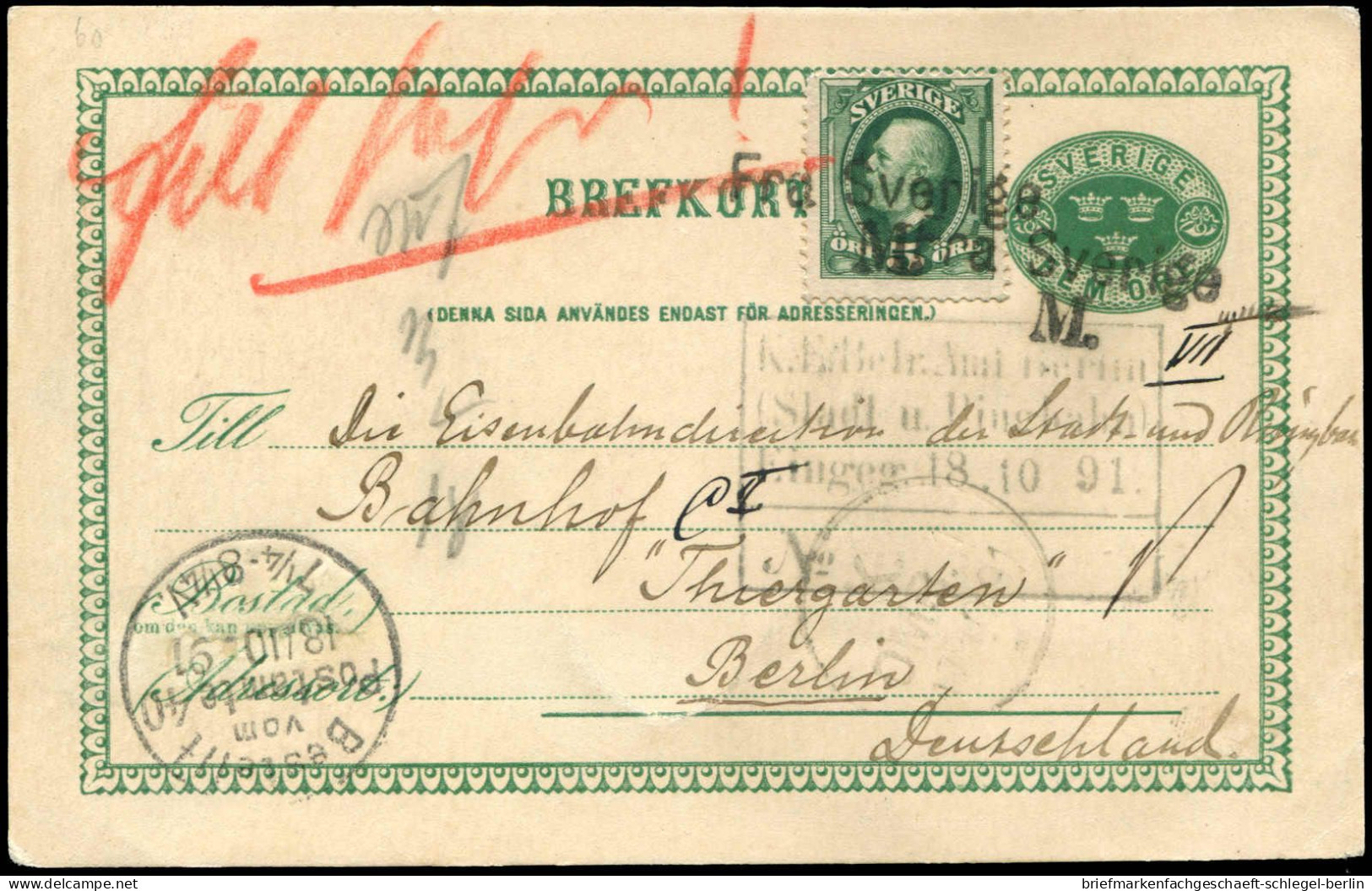 Schweden, 1891, Brief - Sonstige & Ohne Zuordnung