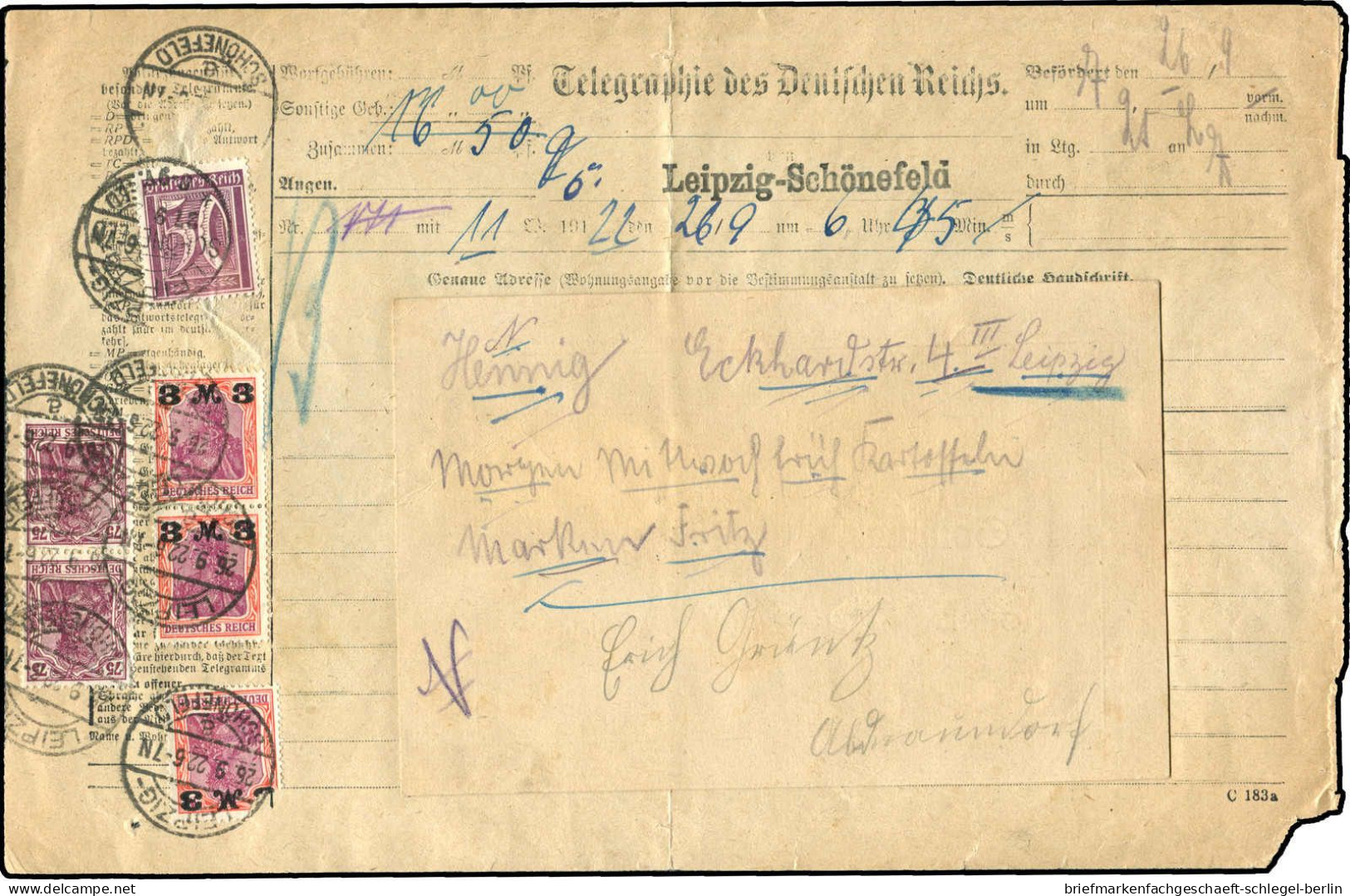 Deutsches Reich, 1922, 148II,155I,164, Brief - Otros & Sin Clasificación