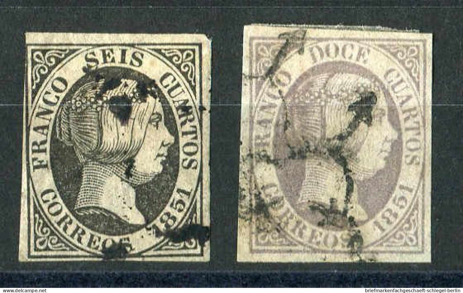 Spanien, 1851, 6, 7, 9 W, Gestempelt - Sonstige & Ohne Zuordnung