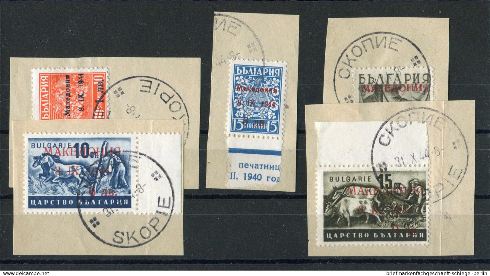 Deutsche Besetz.II.WK Mazedonien, 1944, Ex 1 - 8, Briefstück - Occupation 1938-45