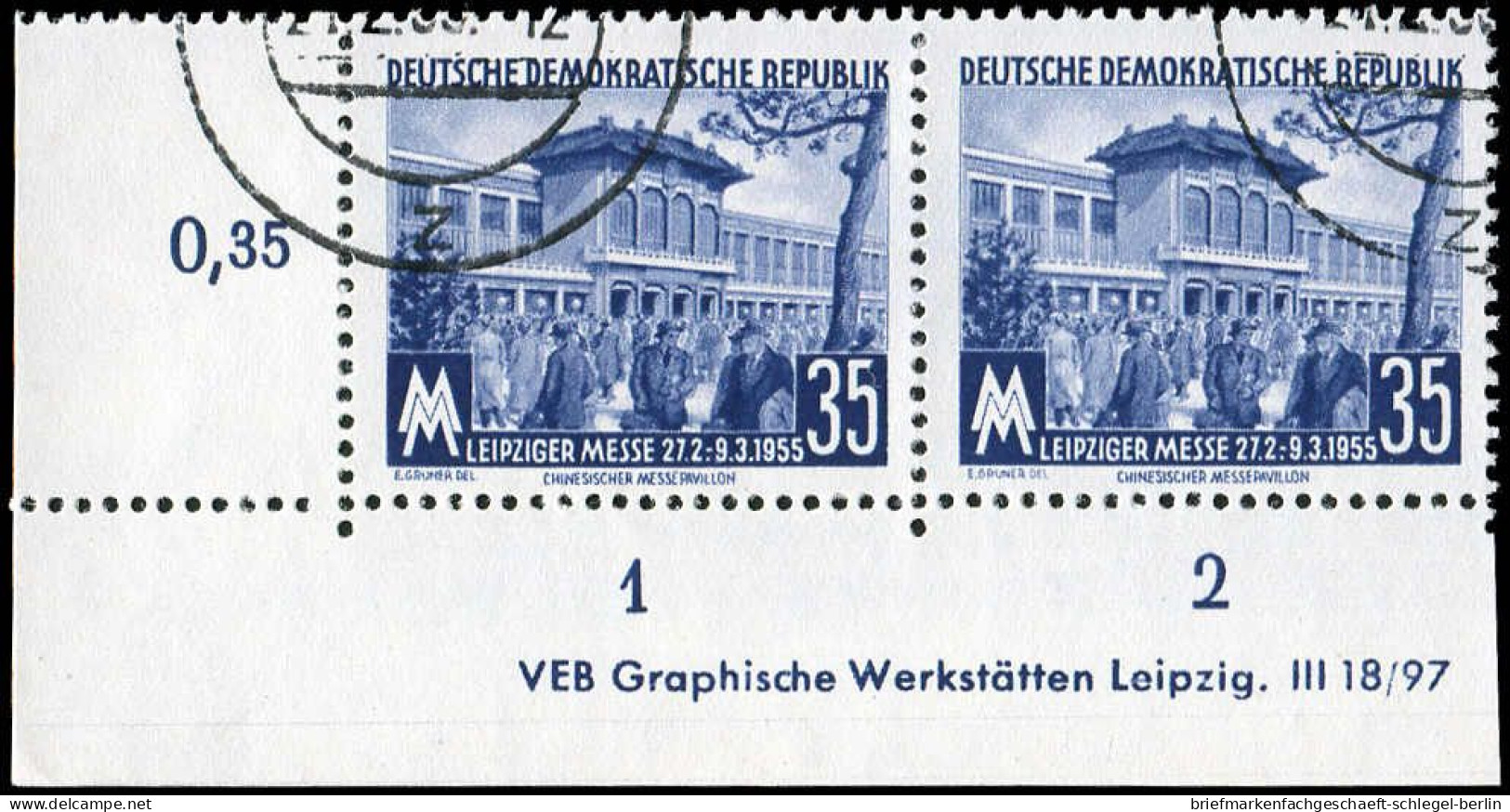 DDR, 1955, 448a XI DV1, Gef.gestempelt, Paar - Autres & Non Classés