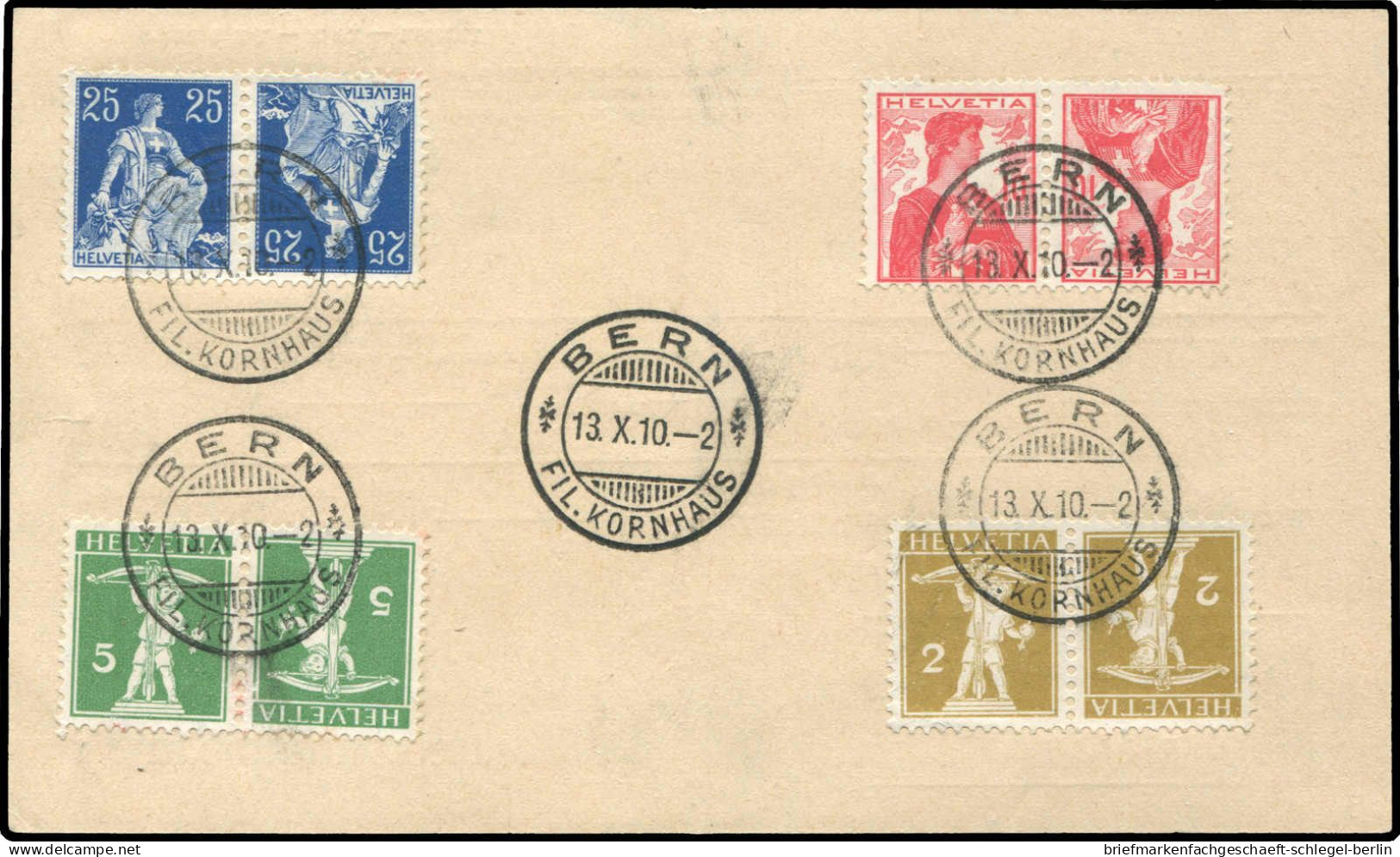 Schweiz, 1909, K 3, 4I, 5II, 6, Brief - Se-Tenant