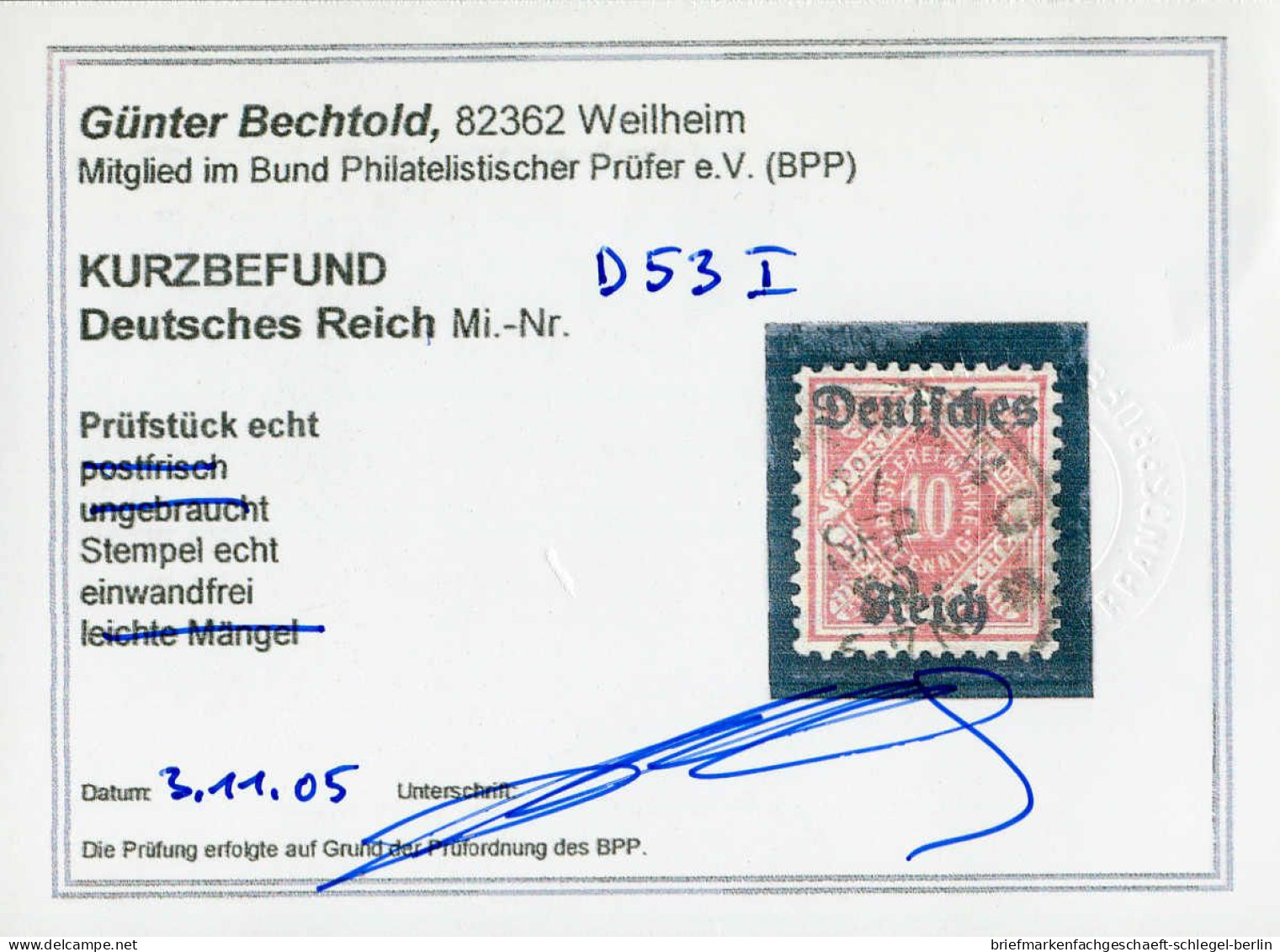 Deutsches Reich, 1920, 53 I, Gestempelt - Dienstzegels