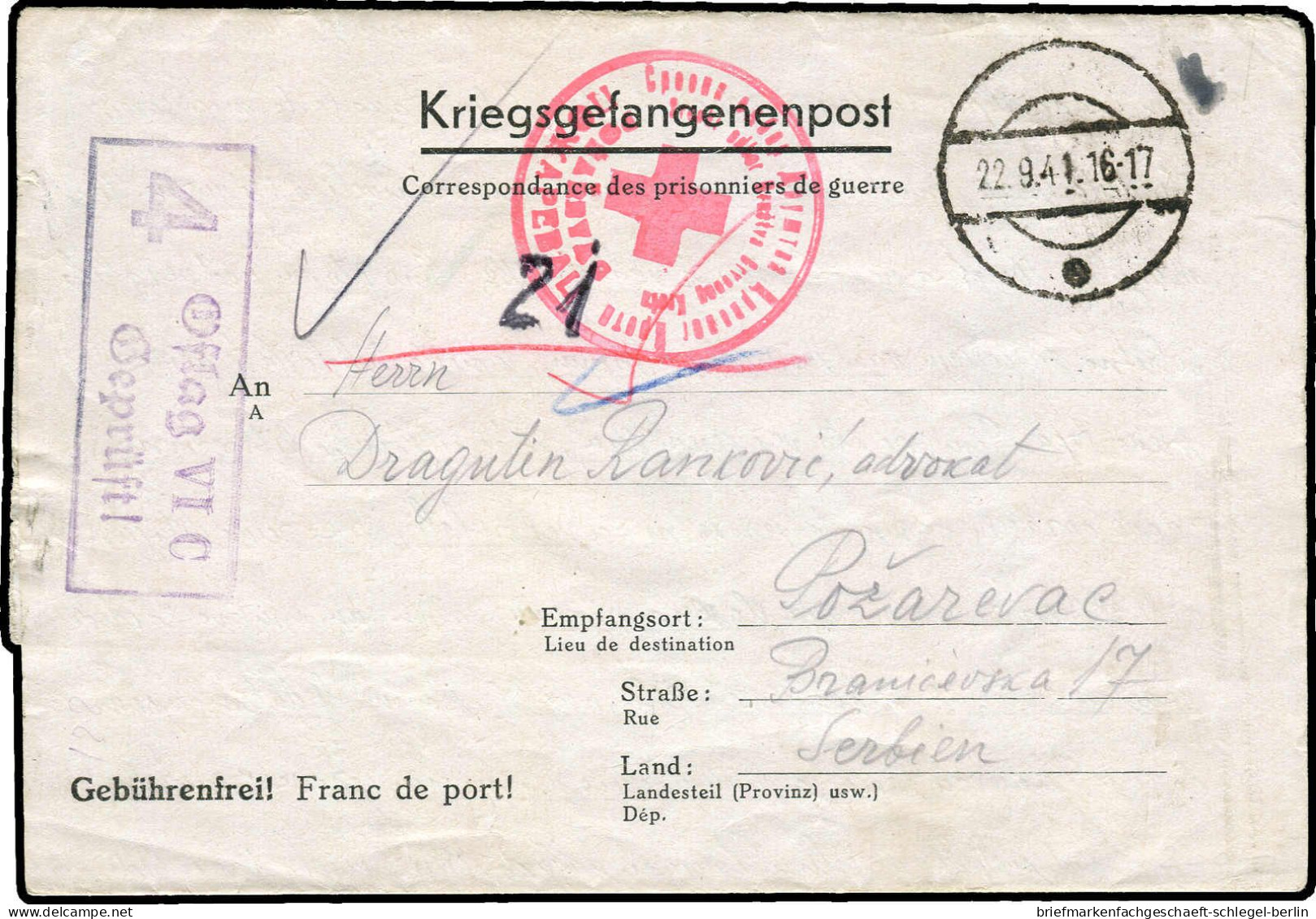 Deutsche Besetz.II.WK Serbien, 1941, Brief - Occupation 1938-45