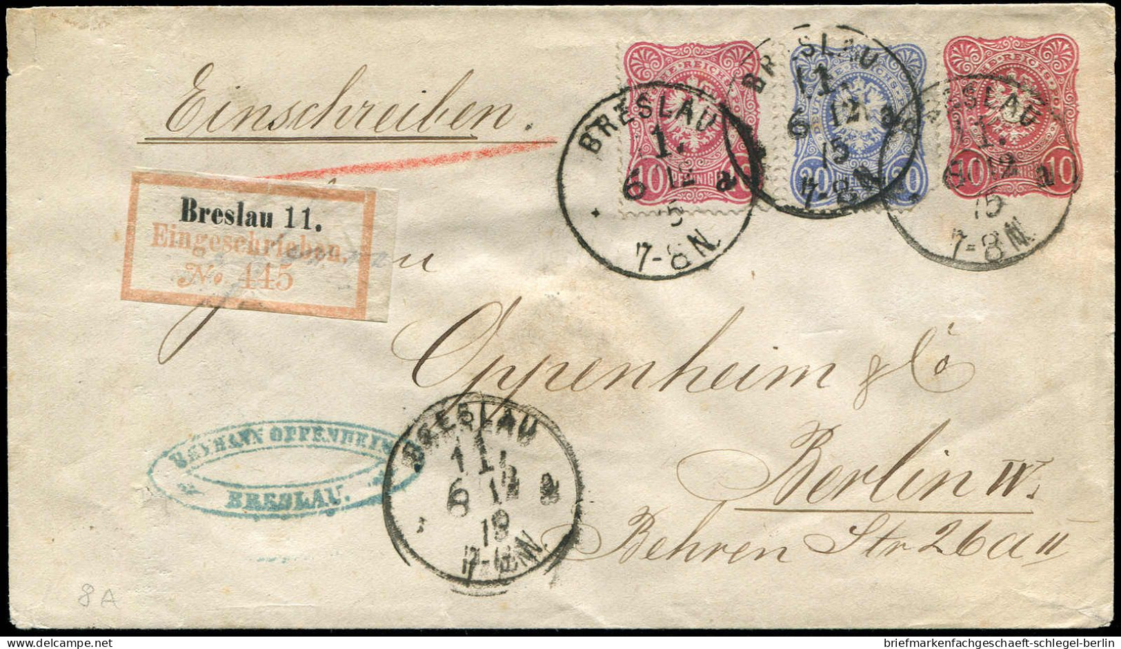 Deutsches Reich, 1875, U 8 A + 33,34, Brief - Autres & Non Classés