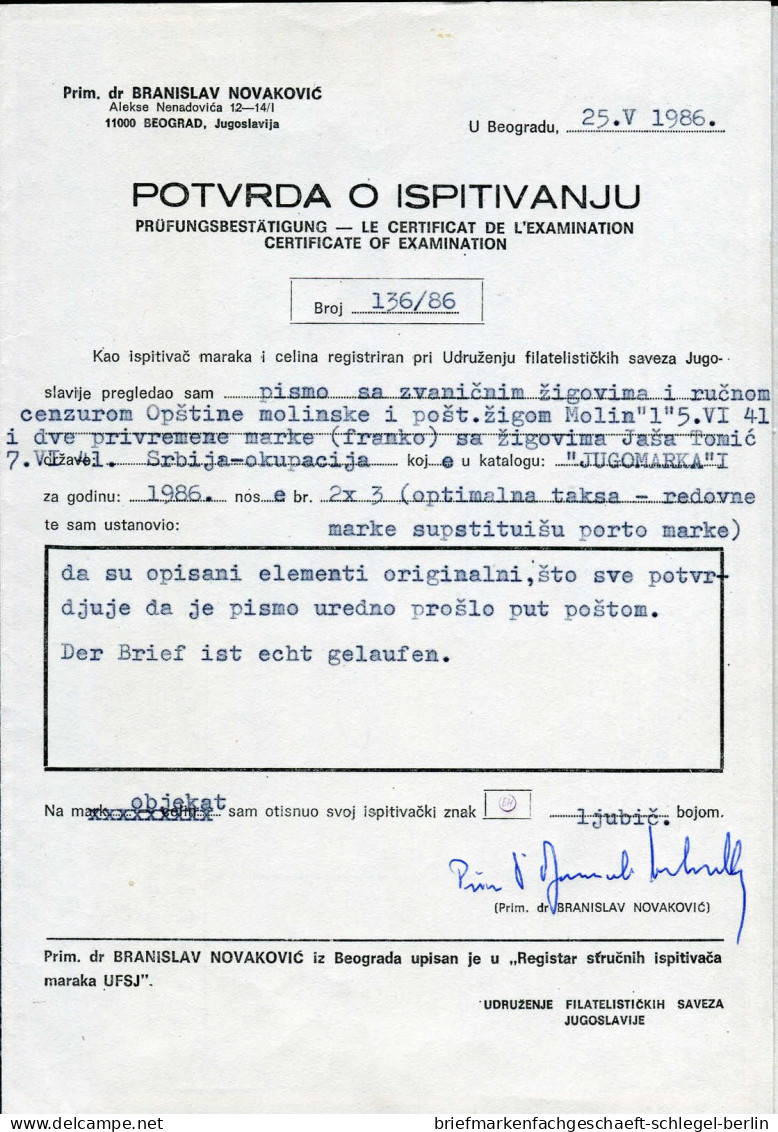 Deutsche Besetz.II.WK Serbien, 1941, 3, Brief - Bezetting 1938-45