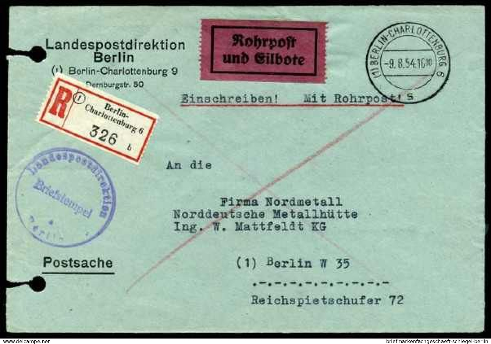 Berlin, 1954, Postsache, Brief - Autres & Non Classés