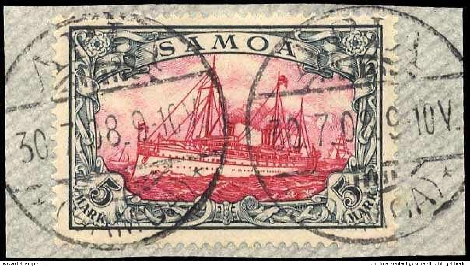 Deutsche Kolonien Samoa, 1900, 19, Briefstück - Samoa