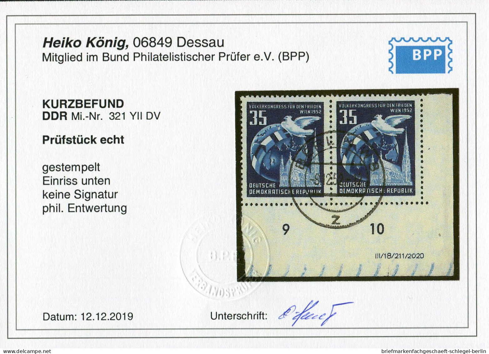 DDR, 1952, 321 YII (2) DV, 321 YII (2) DZ, Gef.gestempelt, Paar - Other & Unclassified