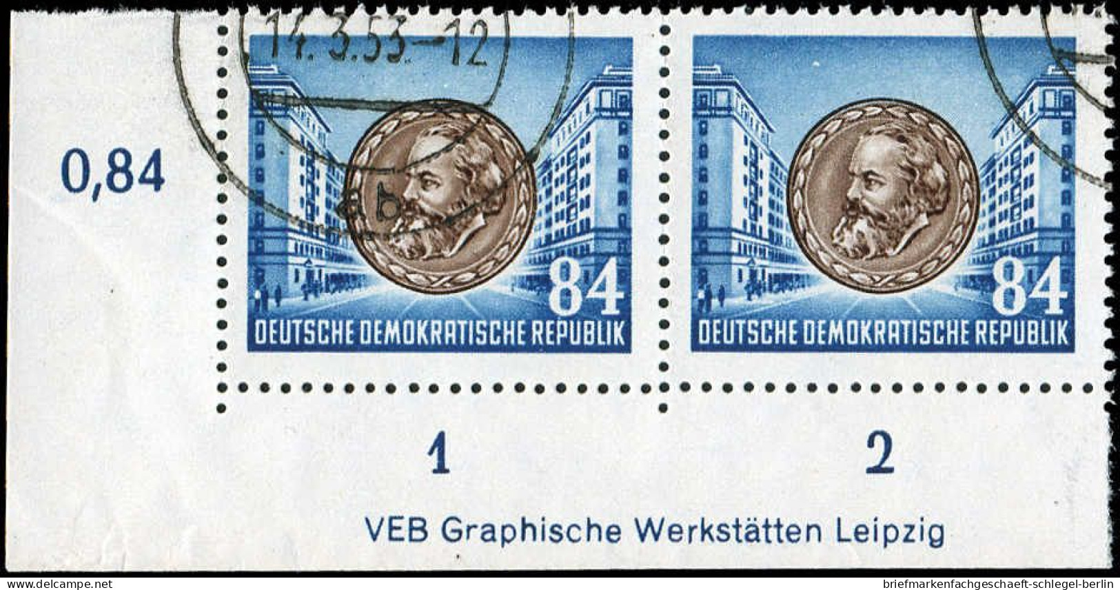 DDR, 1953, 353 XII (2) DV, Gef.gestempelt, Paar - Sonstige & Ohne Zuordnung
