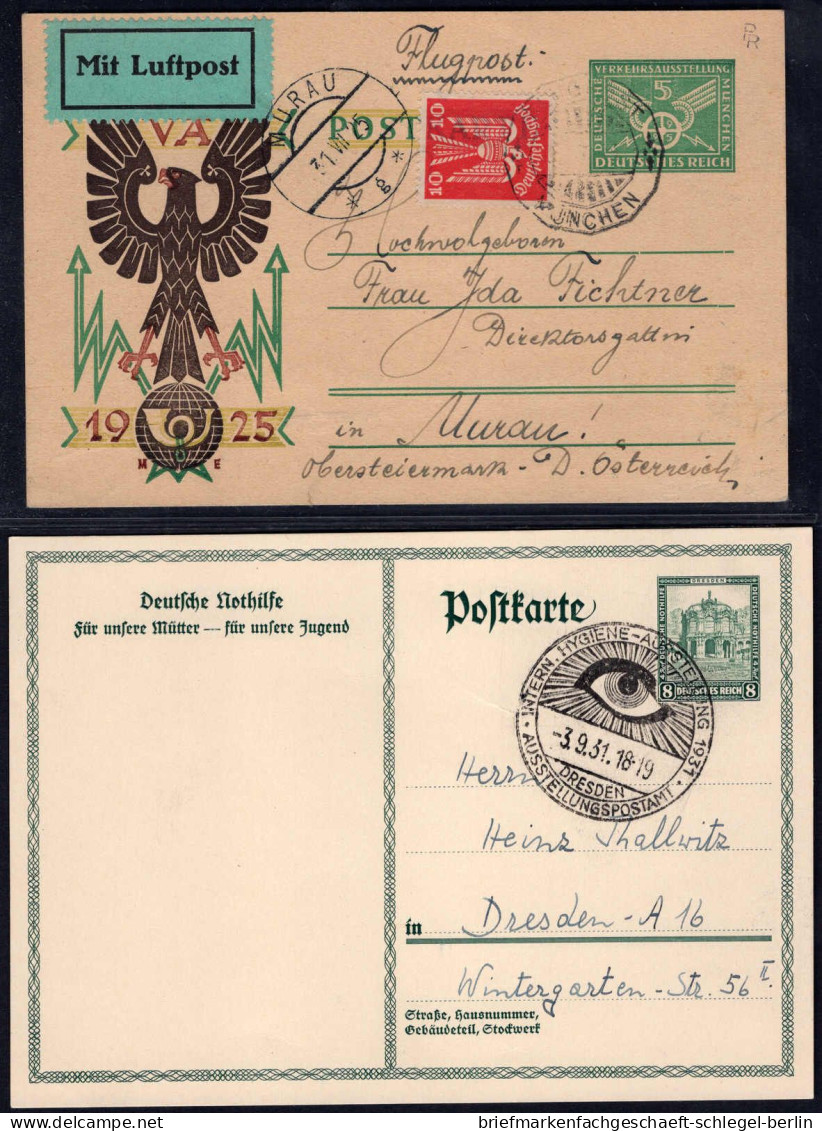 Deutsches Reich, 1925, P 206 I, P 212, Brief - Andere & Zonder Classificatie