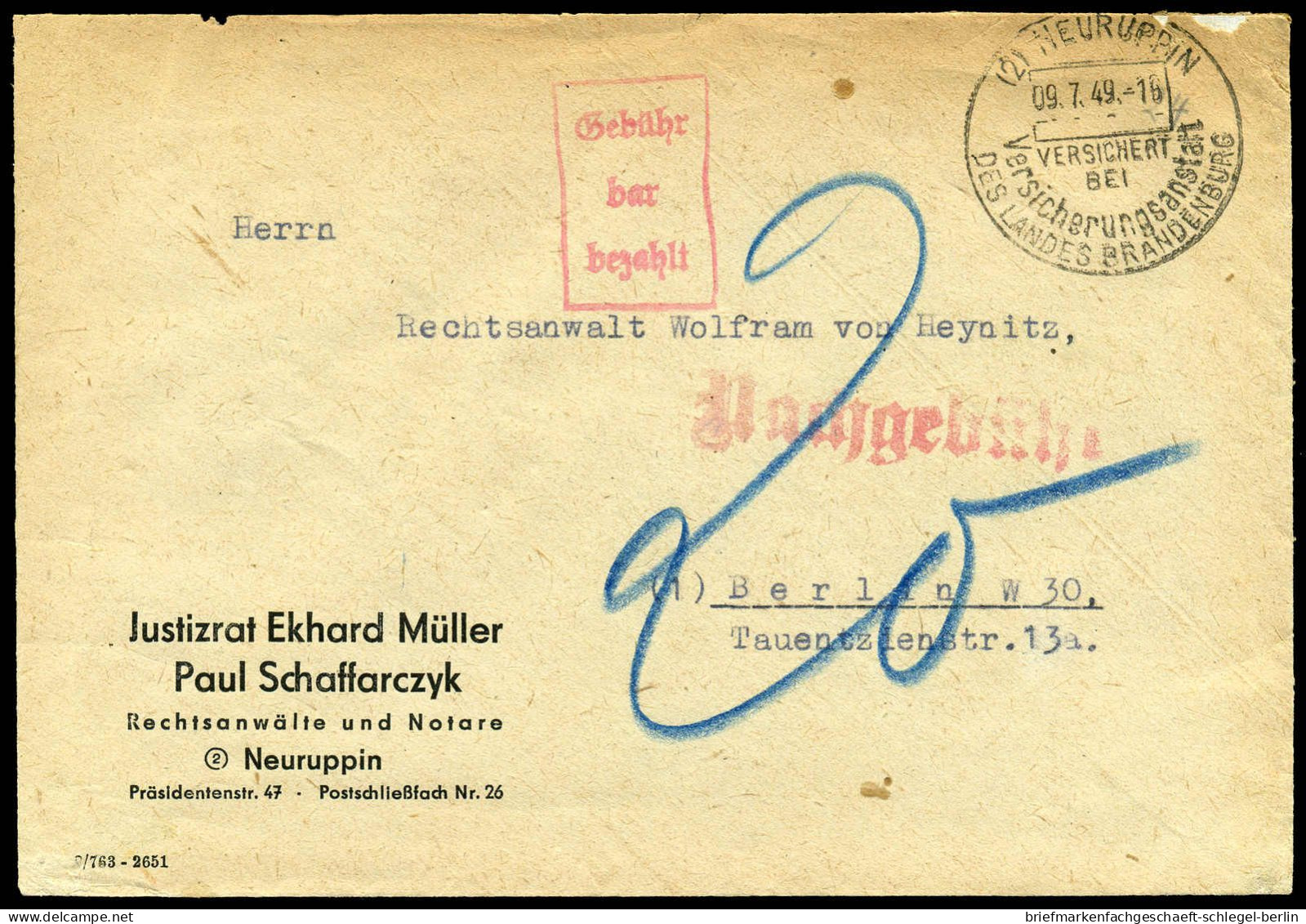 Berlin, 1949, Brief - Other & Unclassified