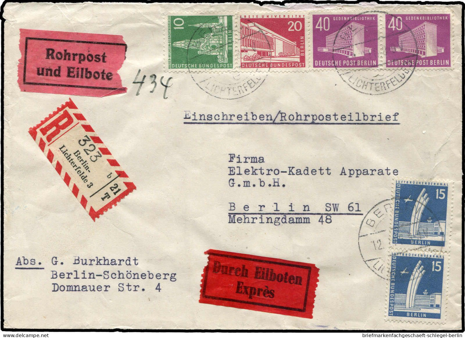 Berlin, 1956, 122(2),144,145(2),146, Brief - Andere & Zonder Classificatie