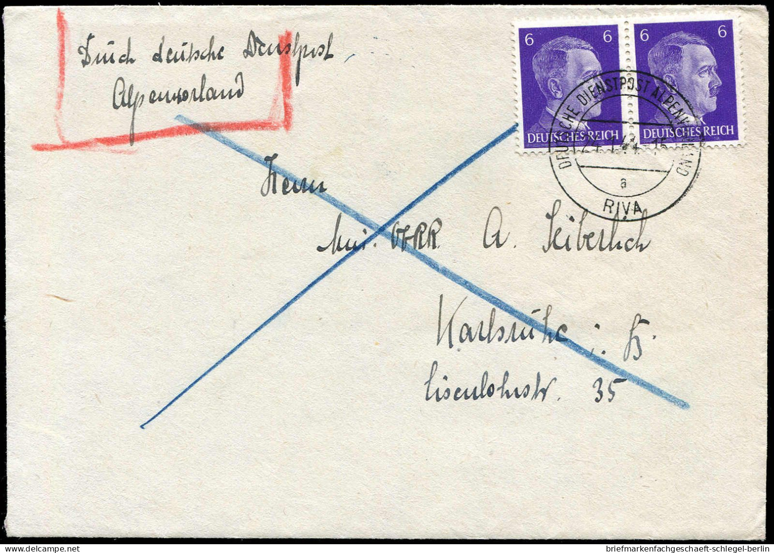 Deutsche Dienstpost II. - WK Alpenvorland, 1944, DR 785, Brief - Bezetting 1938-45