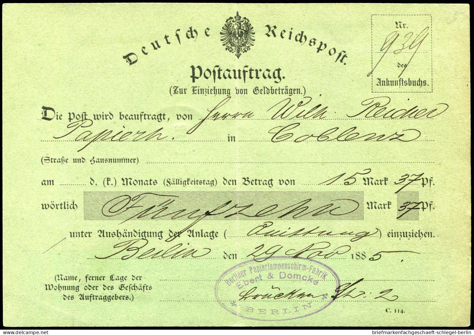 Deutsches Reich, 1879, U 12B + 34, Brief - Sonstige & Ohne Zuordnung