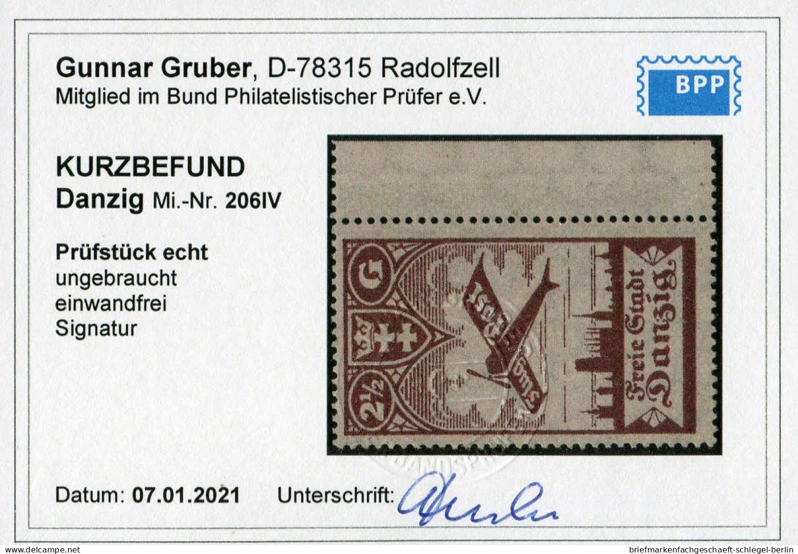 Danzig, 1924, 206 IV, Ungebraucht - Postfris