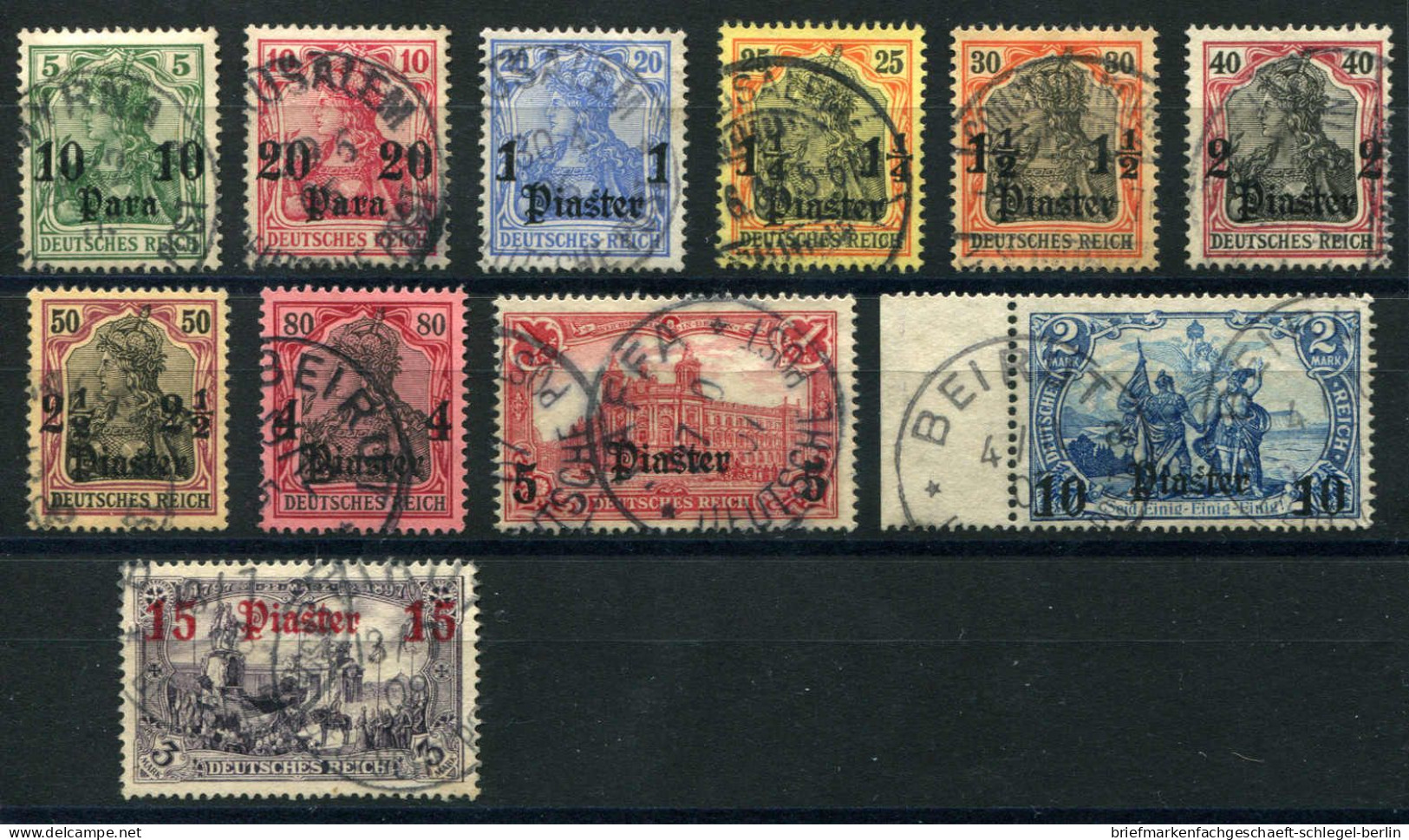 Deutsche Auslandspost Türkei, 1905, 24-35, Gestempelt, Briefstück - Maroc (bureaux)