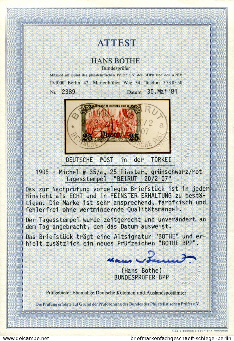 Deutsche Auslandspost Türkei, 1905, 24-35, Gestempelt, Briefstück - Marocco (uffici)