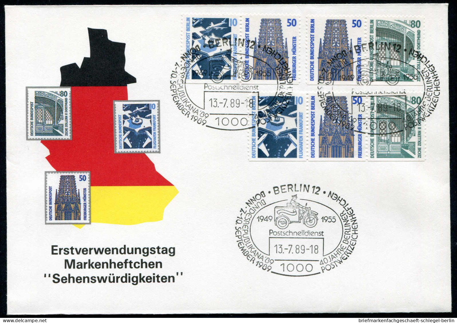 Berlin, 1989, W 83-98, Brief, FDC - Zusammendrucke