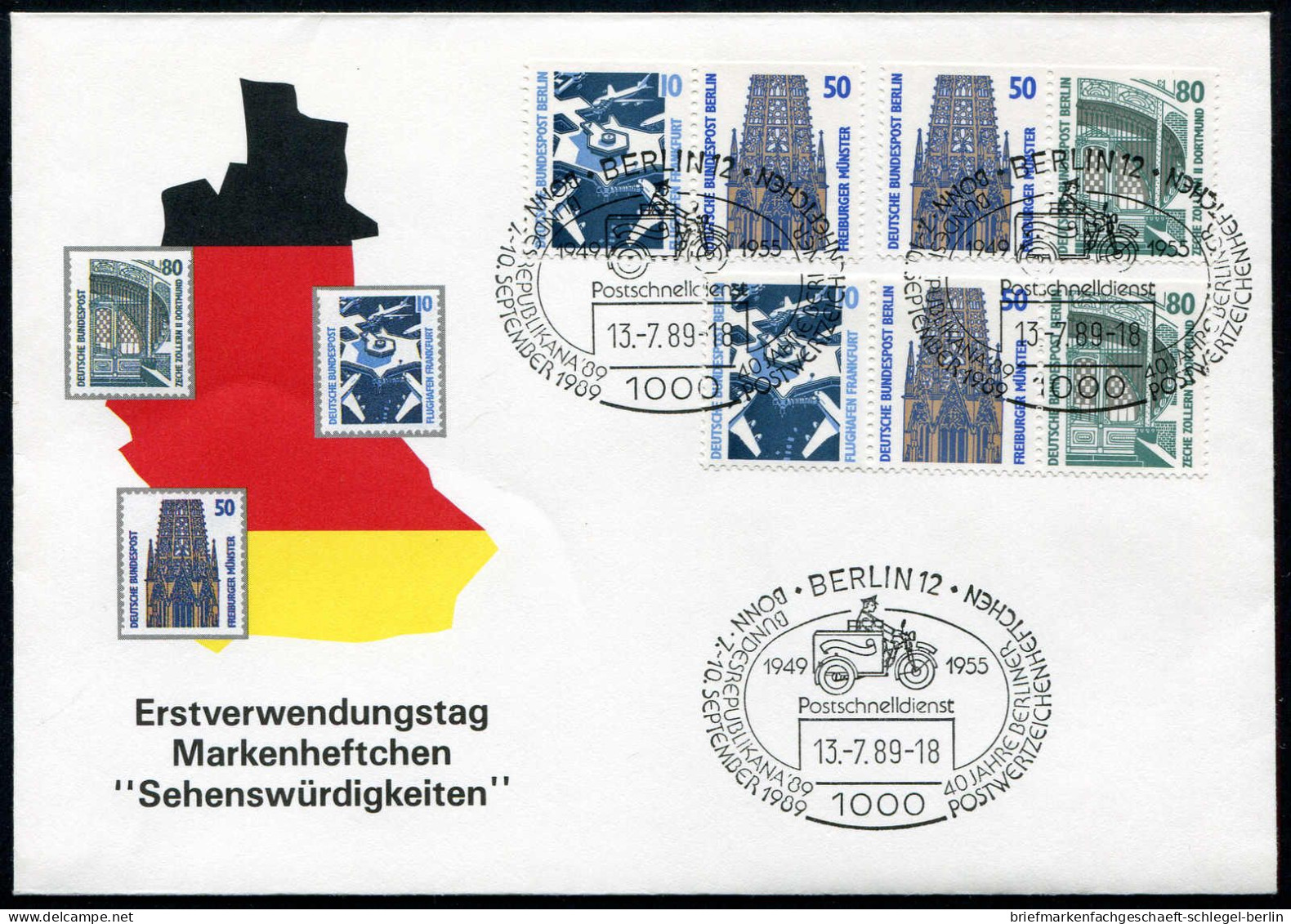 Berlin, 1989, W 83-98, Brief, FDC - Zusammendrucke