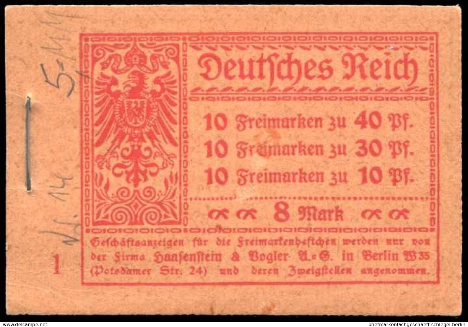 Deutsches Reich, 1921, MH 14.1 A, Postfrisch - Markenheftchen