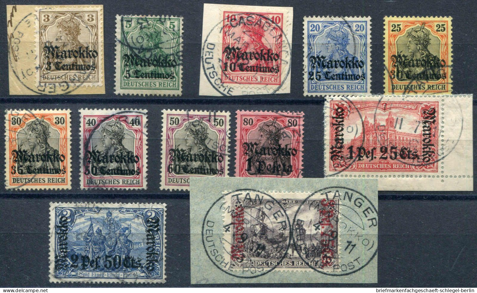 Deutsche Auslandspost Marokko, 1911, 46/57, Gestempelt, Briefstück - Turquia (oficinas)