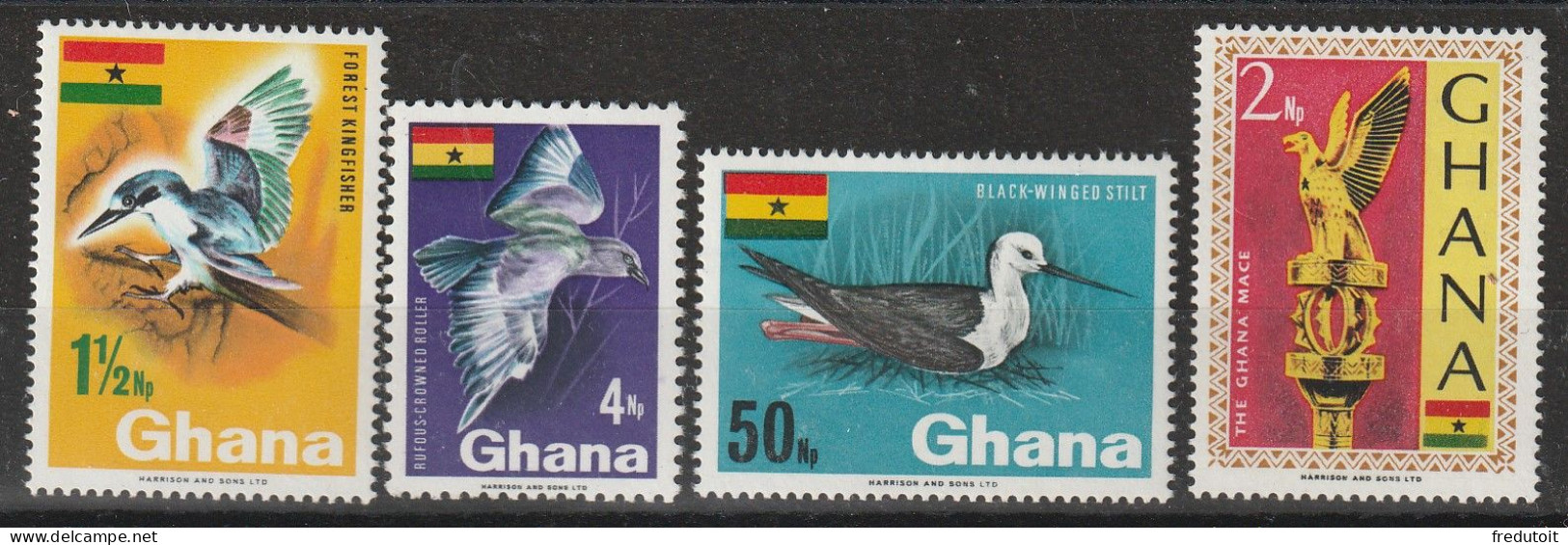 GHANA - N°279+280+283+289 ** (1967) Série Courante : Oiseaux - Ghana (1957-...)