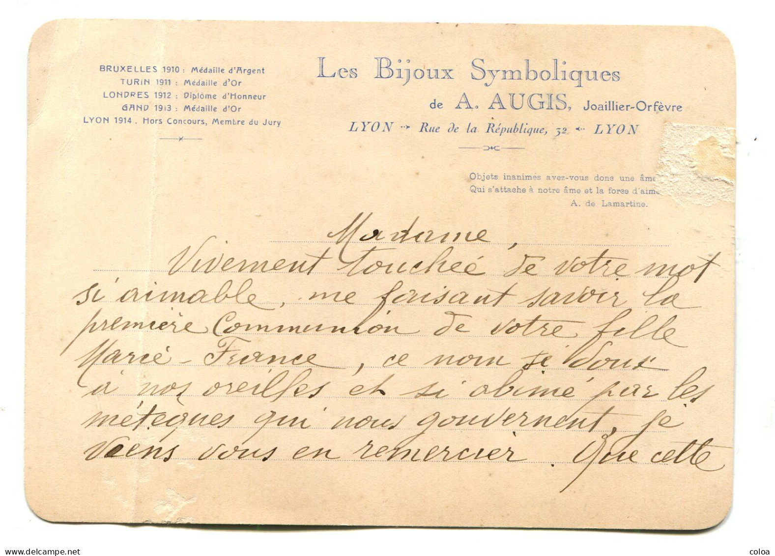Les Bijoux Symboliques AUGIS LAS Madame Augis Action Française - Other & Unclassified